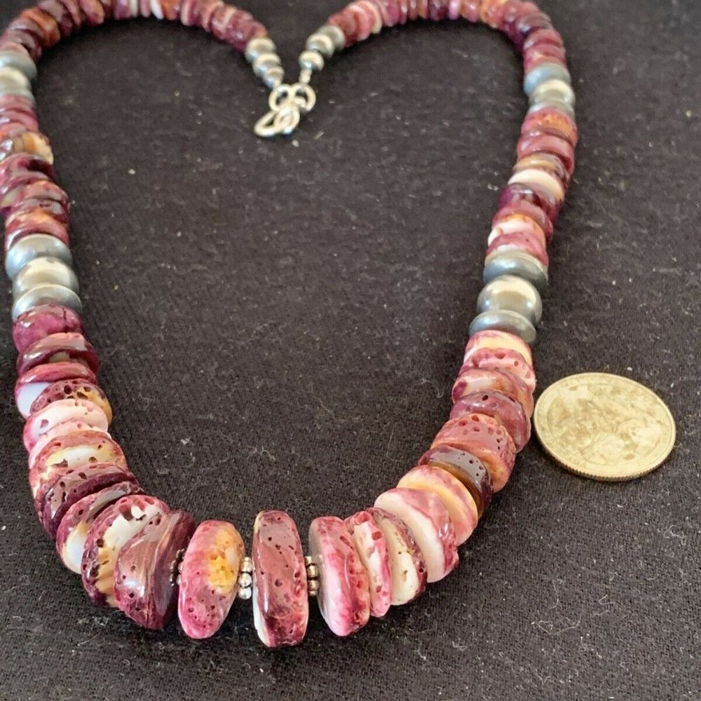 Navajo Pearls Spiny Oyster Necklace Pendant Ln 20 - Picture 11 of 12